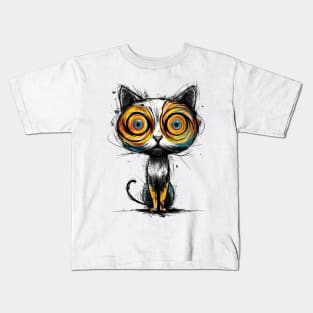 Hypnotic Gaze - Abstract Artistic Cat Kids T-Shirt